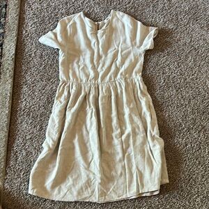 Linen Babydoll Maternity Dress in cream